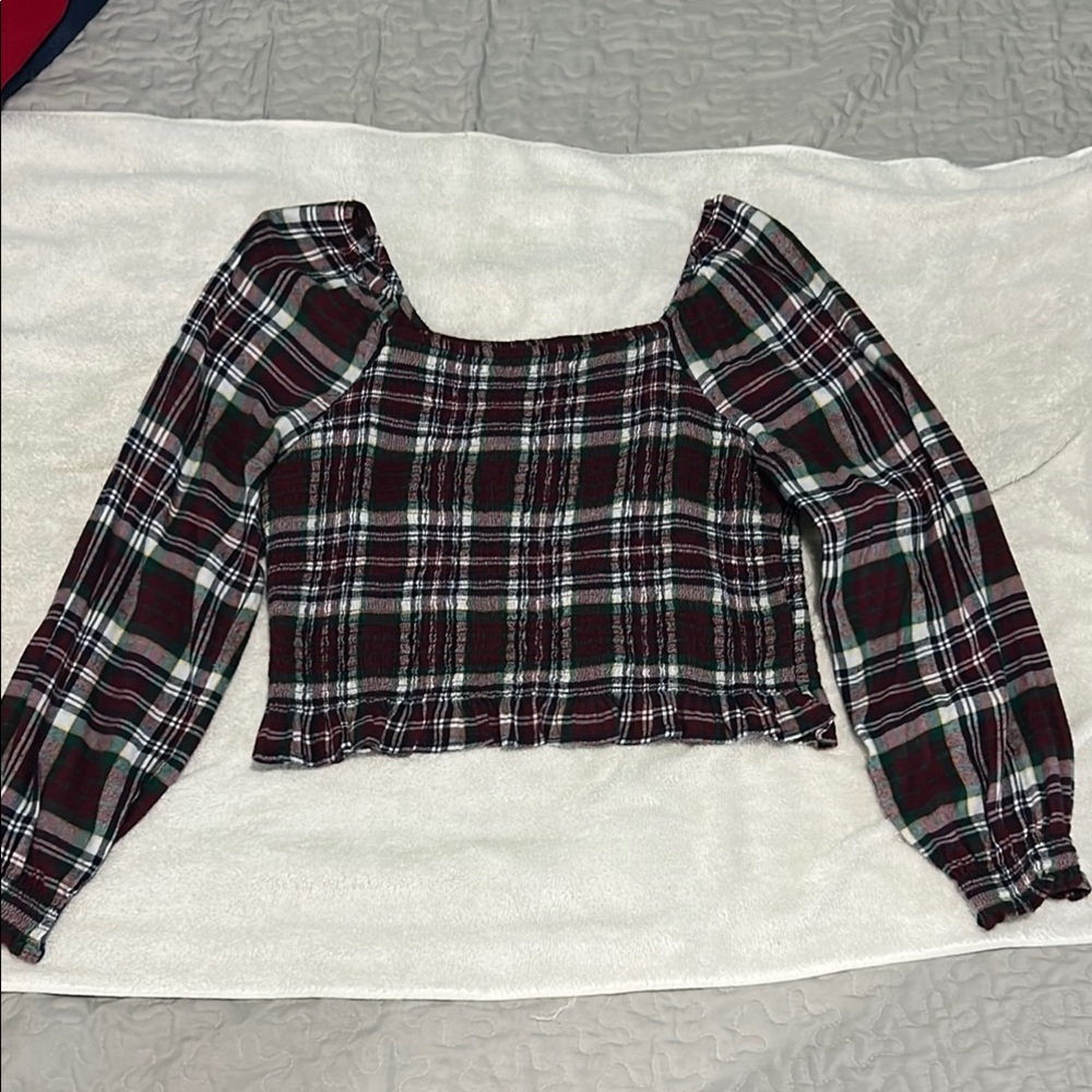 White and Purple Fitted Crop Blouse